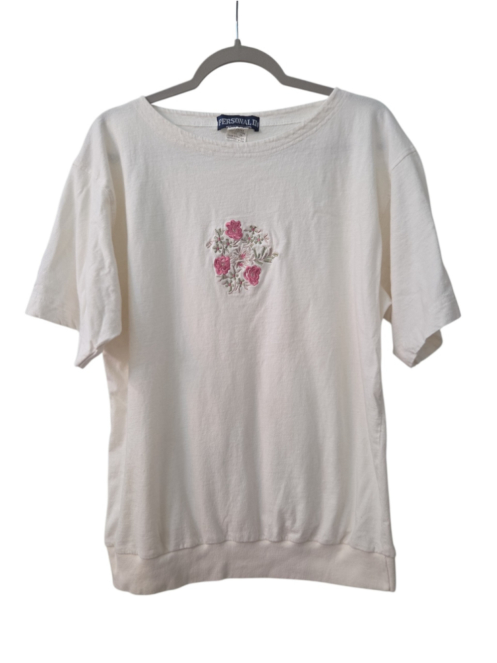 Personal II Vintage 80s 90s Embroidered Floral Cotton Sweatshirt Top 2X Good...